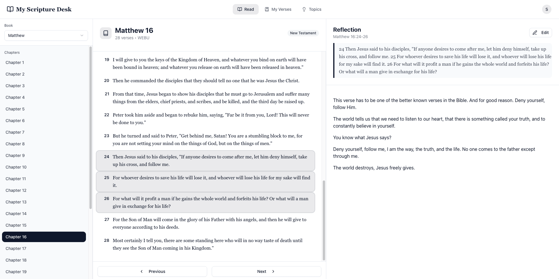 ScriptureDesk reading interface
